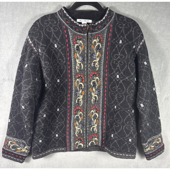 Mac Duff Sweater Woman's Medium Lined Full Zip Up Cardigan Shetland Wool Alpine - Picture 1 of 12